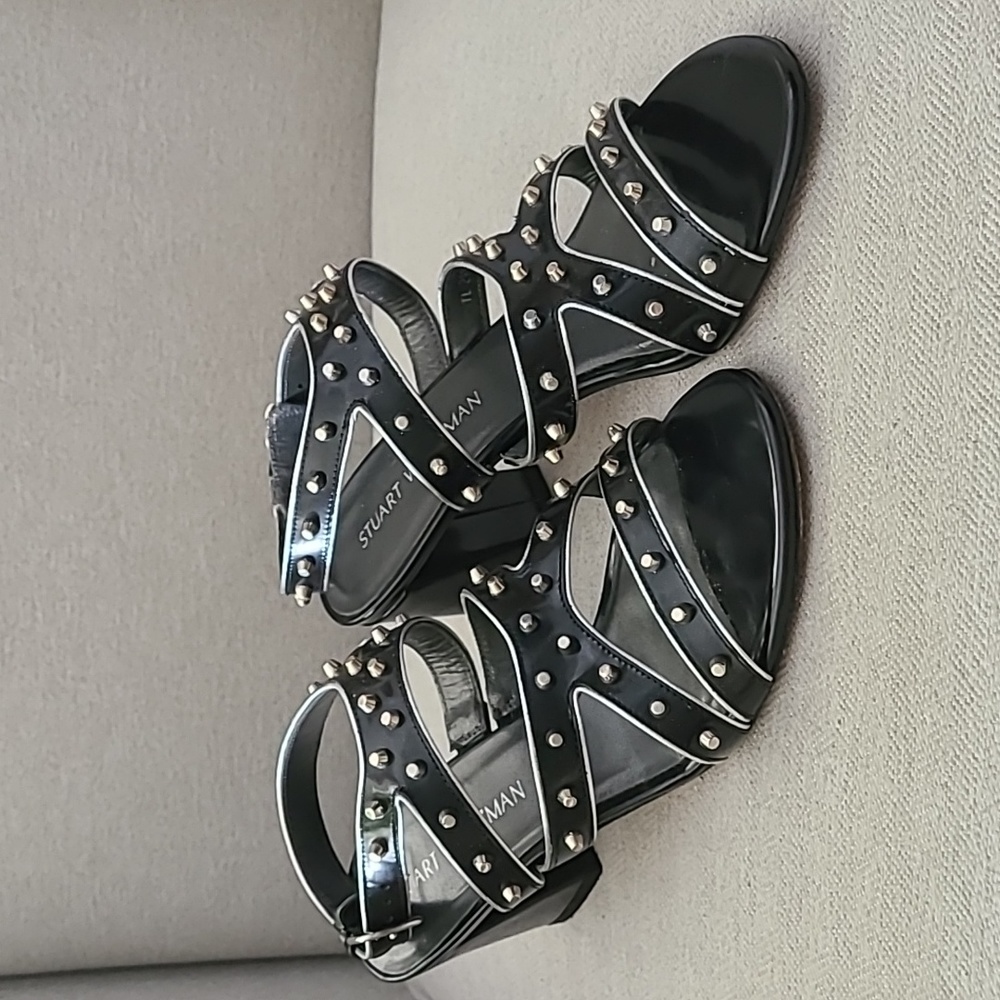 Stuart Weitzman Patent Studded Sandals - Size 9 - Picture 4 of 12